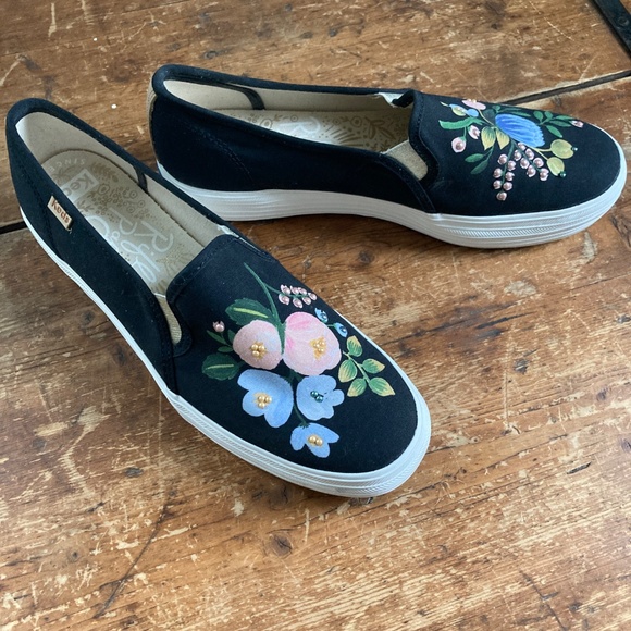 Keds x Rifle Paper Co. - Triple Decker Botanical Embellished in Black - sz. 8 - Picture 3 of 6